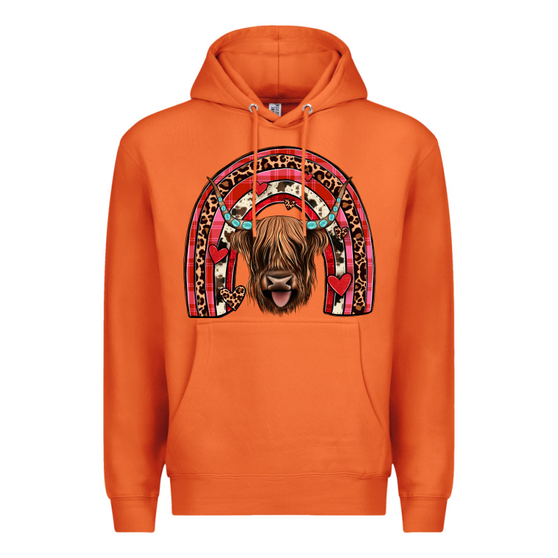 Valentines Highland Cow Rainbow Premium Hoodie by JahusDesignShop | Teevron