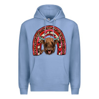 Colony Blue valentines highland cow rainbow Premium Hoodie - JahusDesignShop