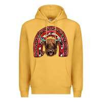 Mustard valentines highland cow rainbow Premium Hoodie - JahusDesignShop