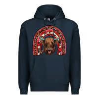 Navy valentines highland cow rainbow Premium Hoodie - JahusDesignShop