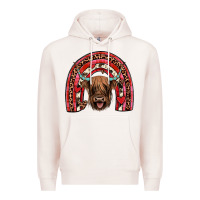 Pale Pink valentines highland cow rainbow Premium Hoodie - JahusDesignShop