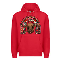 Red valentines highland cow rainbow Premium Hoodie - JahusDesignShop