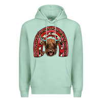 Seafoam valentines highland cow rainbow Premium Hoodie - JahusDesignShop