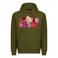 Army Green valentines day nurse Premium Hoodie - AdoDesignShop
