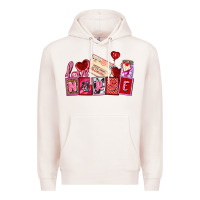 Pale Pink valentines day nurse Premium Hoodie - AdoDesignShop