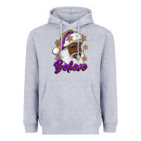 Heather Grey believe purple and gold african american santa Heavyweight Hoodie - RanaPortraitStore