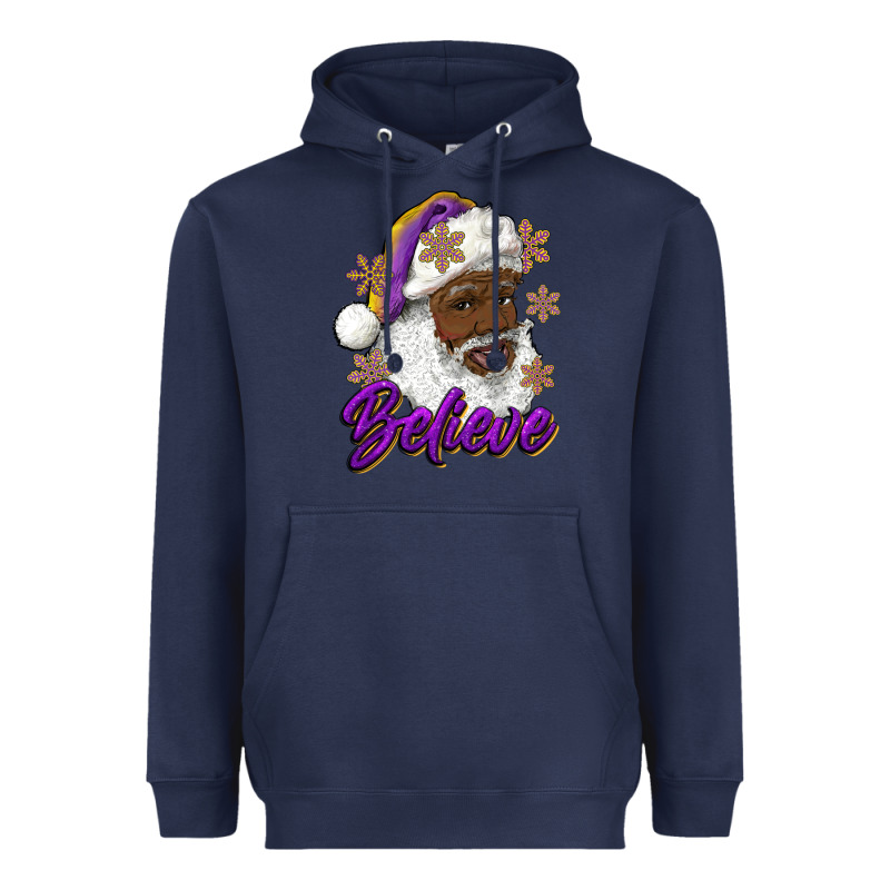 Believe Purple And Gold African American Santa Heavyweight Hoodie by RanaPortraitStore | Teevron