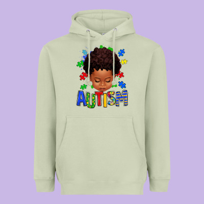 Autism Afro Kid Full Face Heavyweight Hoodie Designed By Texasbilliewilder