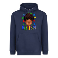 Navy autism afro kid full face Heavyweight Hoodie - texasbilliewilder