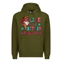 Army Green life is better with sprinkles Premium Hoodie - AdoDesignShop