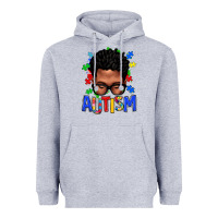 Heather Grey autism afro man Heavyweight Hoodie - texasbilliewilder