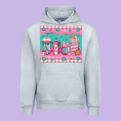 Pink Christmas Coffee Urban Hoodie Designed By Jasminsmagicworld