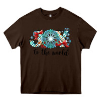 Chocolate Brown Joy to the World Heavy Core Tee - CowhideDigitalArt