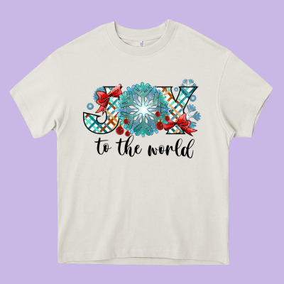 Joy To The World Heavy Core Tee Designed By Cowhidedigitalart