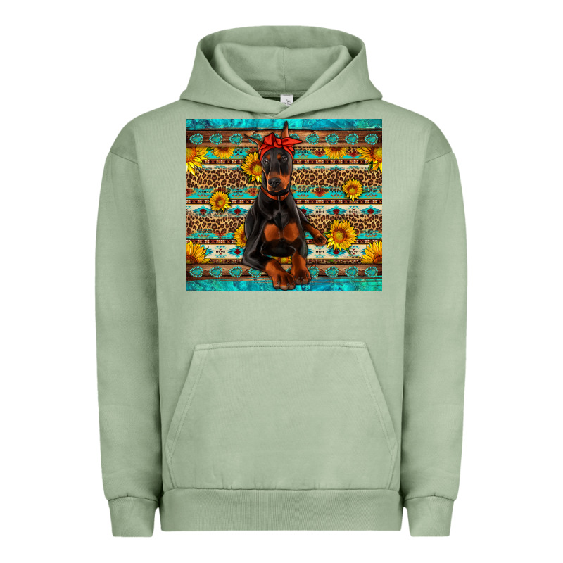 Doberman With Western Background Urban Hoodie by Artiststas | Teevron
