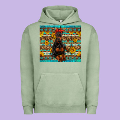 Doberman With Western Background Urban Hoodie Designed By Artiststas