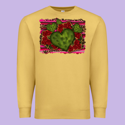 Valentine Cactus Heart With Roses Premium Sweatshirt Designed By Ranaportraitstore
