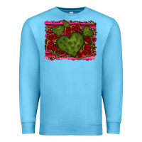 Ocean Blue Valentine Cactus Heart with Roses Premium Sweatshirt - RanaPortraitStore