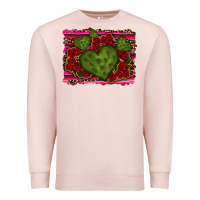 Pale Pink Valentine Cactus Heart with Roses Premium Sweatshirt - RanaPortraitStore