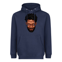 Navy bearded black man portrait Heavyweight Hoodie - texasbilliewilder