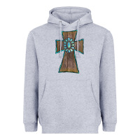 Heather Grey Wood Turquoise Gemstone Cross Heavyweight Hoodie - RanaPortraitStore