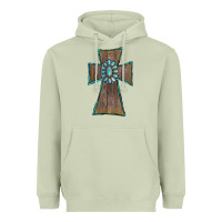 Matcha Wood Turquoise Gemstone Cross Heavyweight Hoodie - RanaPortraitStore