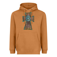Meerkat Wood Turquoise Gemstone Cross Heavyweight Hoodie - RanaPortraitStore