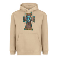 Mushroom Wood Turquoise Gemstone Cross Heavyweight Hoodie - RanaPortraitStore