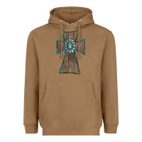 Toasted Coconut Wood Turquoise Gemstone Cross Heavyweight Hoodie - RanaPortraitStore