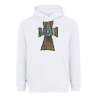 White Wood Turquoise Gemstone Cross Heavyweight Hoodie - RanaPortraitStore