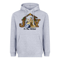 Heather Grey Joy To The World Baby Jesus Christmas Heavyweight Hoodie - RanaPortraitStore