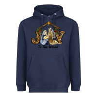 Navy Joy To The World Baby Jesus Christmas Heavyweight Hoodie - RanaPortraitStore