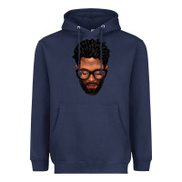 Navy bearded black man portrait Heavyweight Hoodie - texasbilliewilder