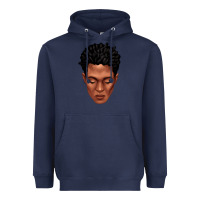 Navy black man portrait Heavyweight Hoodie - texasbilliewilder