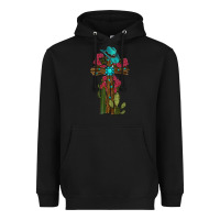 Black Gemstone Cross With Cactus Heavyweight Hoodie - RanaPortraitStore