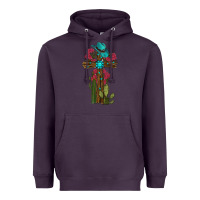 Plum Gemstone Cross With Cactus Heavyweight Hoodie - RanaPortraitStore