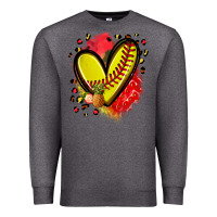 Charcoal Heather fruits and softball heart Premium Sweatshirt - Zillion Design Studio