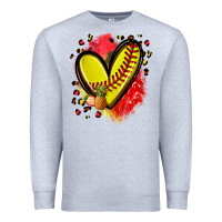 Heather Grey fruits and softball heart Premium Sweatshirt - Zillion Design Studio