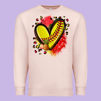 Fruits And Softball Heart Premium Sweatshirt Designed By Zillion Design Studio