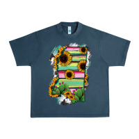 Midnight Navy Mississippi Map Sunflower Cactus Serape Urban Heavy Tee - RanaPortraitStore