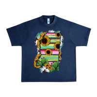Navy Mississippi Map Sunflower Cactus Serape Urban Heavy Tee - RanaPortraitStore