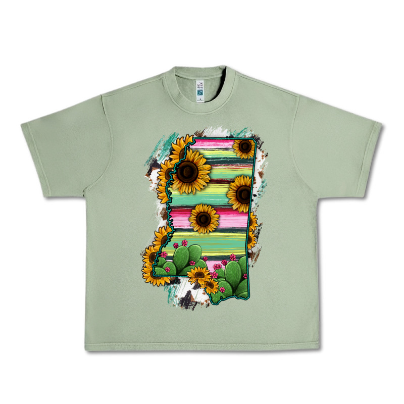 Mississippi Map Sunflower Cactus Serape Urban Heavy Tee by RanaPortraitStore | Teevron