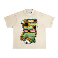 Sandshell Mississippi Map Sunflower Cactus Serape Urban Heavy Tee - RanaPortraitStore