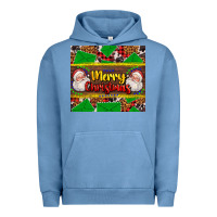 Pigment Pebble Blue merry Christmas with Santa Claus Urban Hoodie - AdoDesignShop