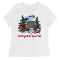 White greetings of the season y'all with armadillo Ladies Tee - BarkalooDesign
