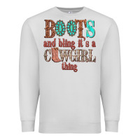 Dove Grey boots and bling its a cowgirl thing Premium Sweatshirt - texasbilliewilder