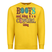 Lemon boots and bling its a cowgirl thing Premium Sweatshirt - texasbilliewilder