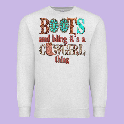 Boots And Bling Its A Cowgirl Thing Premium Sweatshirt Designed By Texasbilliewilder