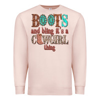Pale Pink boots and bling its a cowgirl thing Premium Sweatshirt - texasbilliewilder
