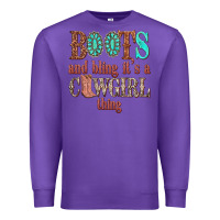 Purple boots and bling its a cowgirl thing Premium Sweatshirt - texasbilliewilder